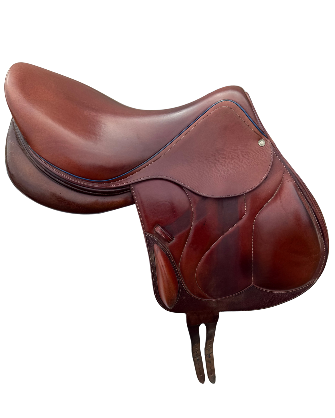 Devoucoux Chiberta O 17.5 inch dressage saddle side view 2015 calfskin